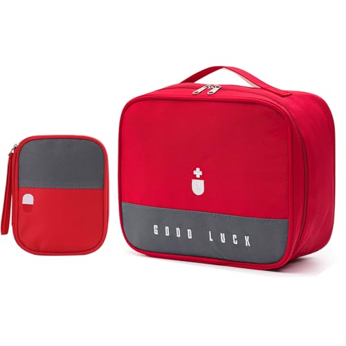 Gebrazy 2 Bolsas para Medicamentos, Bolsa de Emergencia Impermeable de Gran Capacidad, Bolsa Vacía de Primeros Auxilios, Bolsa de Almacenamiento para Medicamentos, Bolsa Portátil para el Hogar