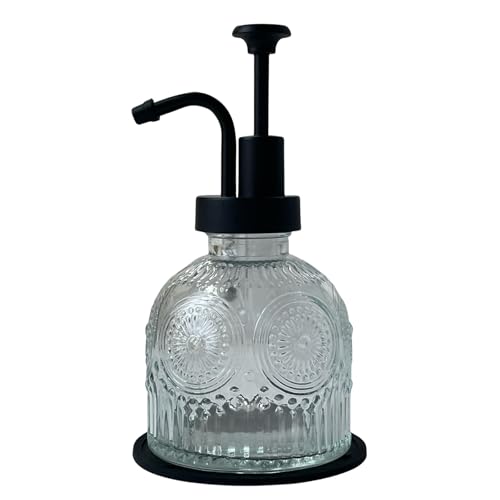 Birugen Vintage Soap Dispenser for Bathroom,Glass Kitchen Soap Dispenser with Pump,Farmhouse Antique,Cute Small Rustic Decor (White)