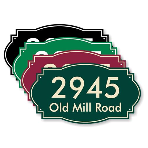 SmartSign Custom Designer House Address Sign - Personalize Home Number And Street Name, 11"x20" Vintage Plaque for Outside, Door, 120 mil Rust-Free Aluminum Composite, Reflective Option, USA-Made