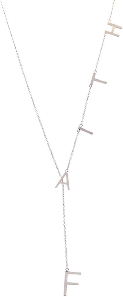 Adornia Faith Lariat Necklace, 925 Sterling Silver Necklace for Women