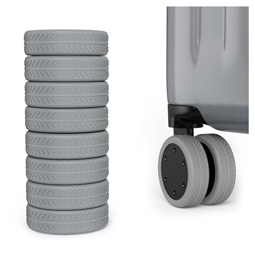 AWINNER 8 Pack Luggage Wheels Covers - Silicone Luggage Wheel Protector Covers for most 8 Spinner Wheel Suitcases or Office Chair Caster,Durable,Mute and Shock Absorption (Grey)