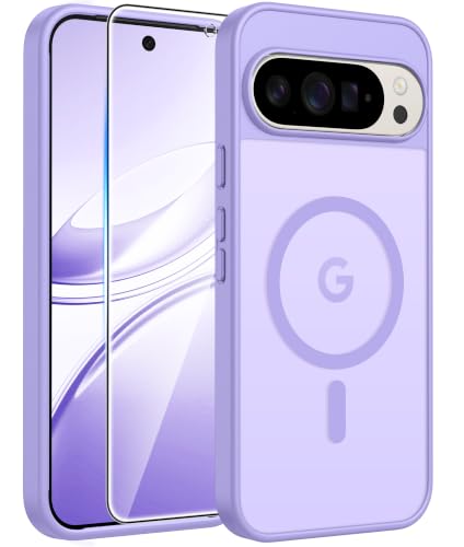 Image of FNTCASE for Google Pixel 10 Pro Case: for Pixel 10 Case [Fit for Magsafe] Translucent Matte Cases with [Screen Protector] Military Grade Shockproof Protective Magnetic Phone Cover (6.3inch - Purple)