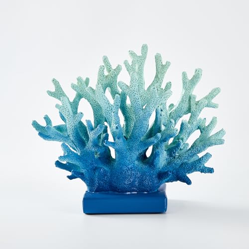 Ottalent Artificial Blue Coral Reef, Nautical Decorations for Home Decor, Marine Style Decoration, Ocean Themed Cabinet Shelf Tabletop Decor