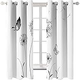 PVMLVM Cortinas Opaca Salón Dormitorio Cocina Diente De León Mariposa Blanco Y...