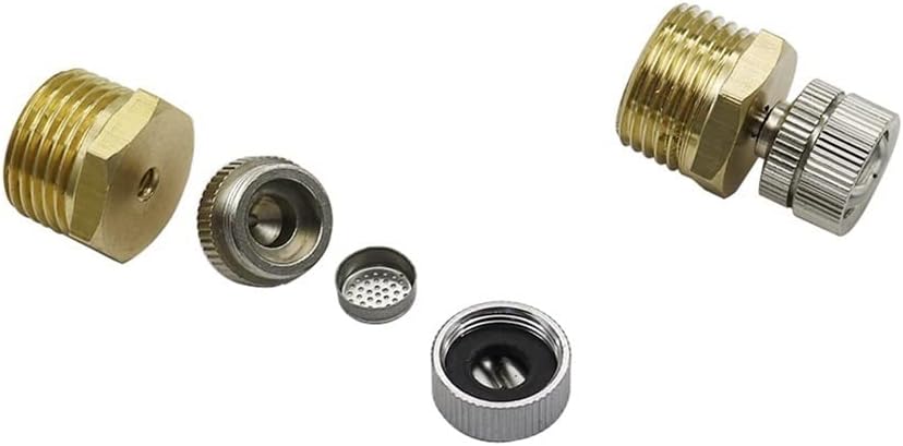 Atomizing Nozzle 20Pcs Brass 3/16" Low Pressure Fan Shaped Misting Nozzles 90 Degree Spray Atomizing Nozzles Garden Irrigation Cooling Humidity (Color : Silver and Yellow)