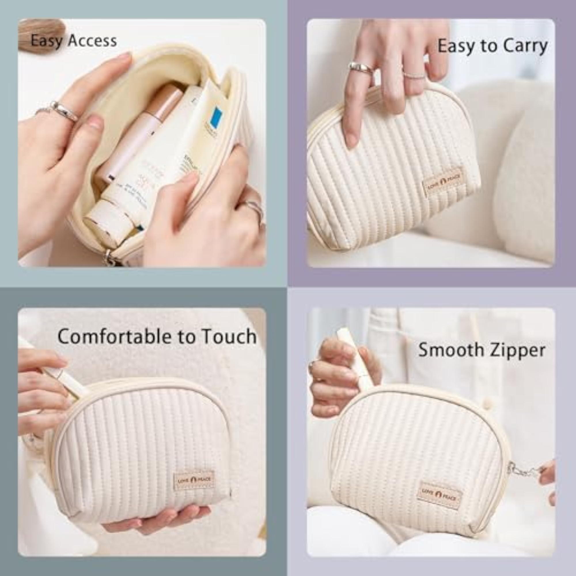 Small Waterproof Makeup Bag for Women, PU Leather Organizer