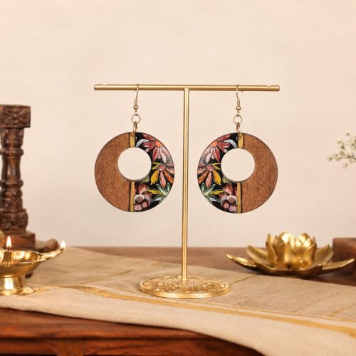 Image of Handcrafted Boho & Ethnic Earrings for Women - Wooden & Brass Statement Designs in Loop, Swing & Motif Styles