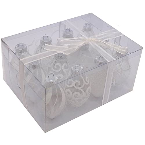 Sleetly 10 cm branco sortido pingente de gota de Natal enfeites finiais, conjunto com 12