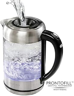 Ovente Electric Hot Water Glass Kettle 1.7 Liter with ProntoFill Technology The Easy