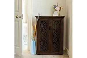 The Attic Indiana Cupboard Walnut|Solid Wood Multiple Utility Storage | Clothes Organizer|Wardrobe for Clothes Wooden, almirah for Clothes Wooden|Walnut Matte Finish