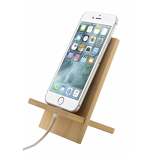 ANTEVIA - Support de téléphone Portable de Bureau en Bois | Plus DE 10 MODÈLES | Mains Libres Table Smartphone Tablette Écologique (Gibba)