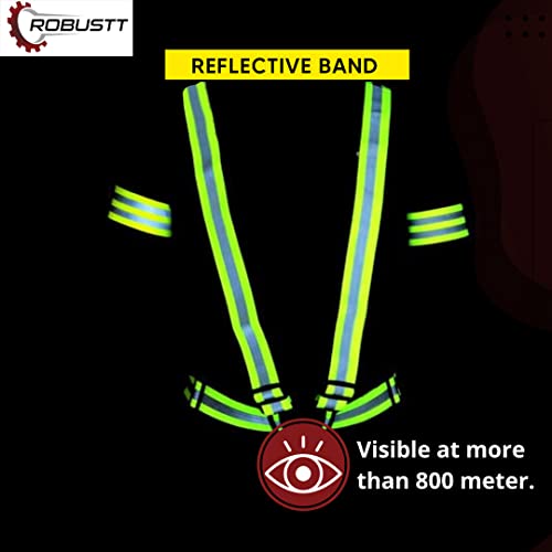 Image of Robustt High Visibility Protective Safety Reflective Vest Belt Jacket, Night Cycling Reflector Strips Cross Belt Stripes Adjustable Vest Safety Jacket