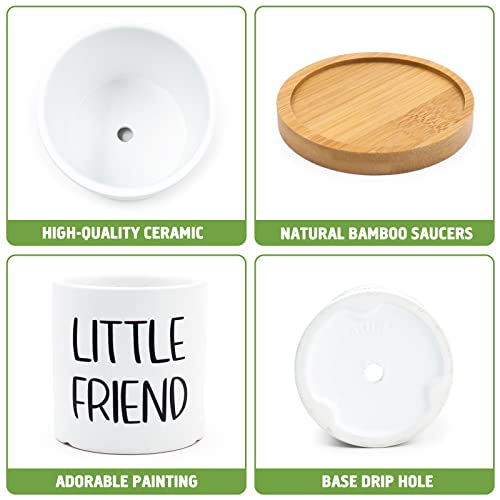 Tuitessine Say Aloe To My Little Friend Planter Plant Lover Set Of 2 Spring Funny Pun Flower Pot With Bamboo Tray Ceramic Indoor Succulent Hole Spring Summer Birthday Housewarming Gifts (No Plants) #TOP2