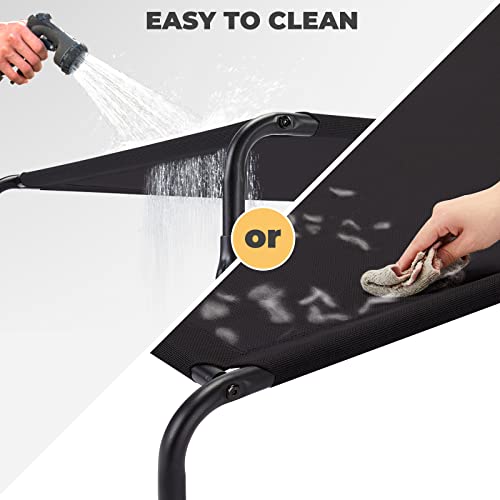 Veehoo Outdoor Elevated Dog Bed, Cooling Raised Dog Cots Beds With No-Slip Feet, Durable Pet Bed For Large Medium Dogs, Washable & Chew Proof Mesh Fabric Cots For Indoor Outdoor, Large, Black #TOP5