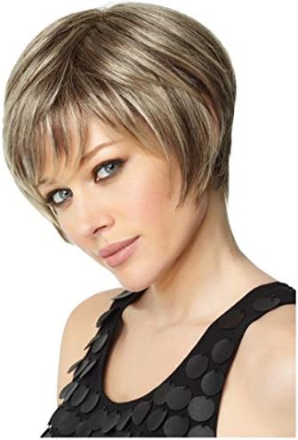 Amazon Co Jp 女性かつらファッション女性斜め前髪短いストレートヘアおばあちゃんグレー短い髪かつら ビューティー