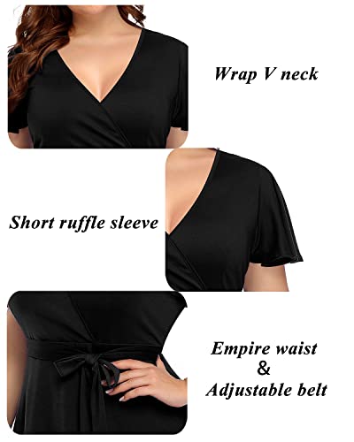 Pinup Fashion Women Plus Size Dresses Wedding Guest - Semi Formal Cocktail Wrap Empire Waist Midi Dress2