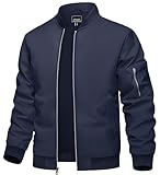 TACVASEN Men's Lightweight Jacket Bomber Jackets Smart Casual Windbreaker Water Resistant Sportwear Hiking Coat Navy M