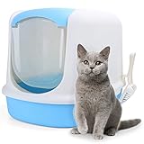 Nobleza - Inodoro para Gatos con Abertura Frontal y Pala, Cajas de Arena para Gatos Cubierta Desmontable, Arenero para Gatos Grande, Azul 55 * 39 * 39.5 CM
