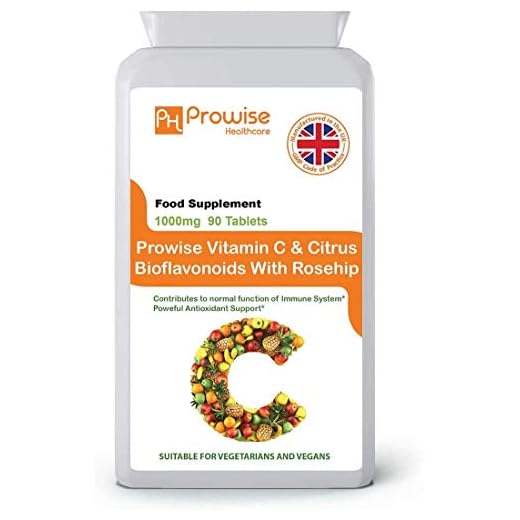 C-vitamin 1000 mg med nypon och bioflavonoider 90 vegan- och vegetariska tabletter | Bidrar till immunfunktionens normala funktion - Tillverkad i Storbritannien | GMP-standarder från Prowise Healthcare