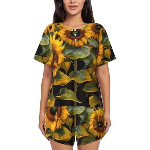 Pyjama deux pièces femme ensemble doux t-shirt manches courtes short nuit