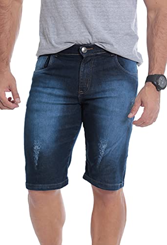Kit 04 Bermudas Jeans E Sarja Masculino Lisos E Rasgados - 42