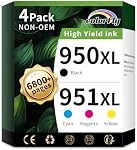 950XL and 951XL Ink Cartridges Combo Pack Compatible for HP 950 951 Ink Cartridges Combo Pack with HP OfficeJet Pro 8600 8610 8620 8100 8630 8660 8640 8615 Printer (Black/Cyan/Magenta/Yellow)