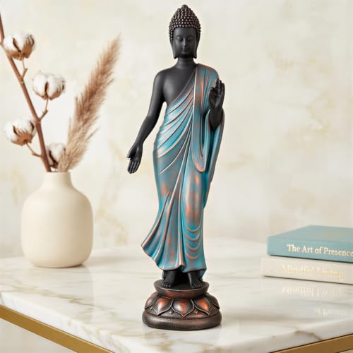 Image of Global Grabbers Buddha Idol Statue | Home Decoration Items for Living Room (Blue Black)