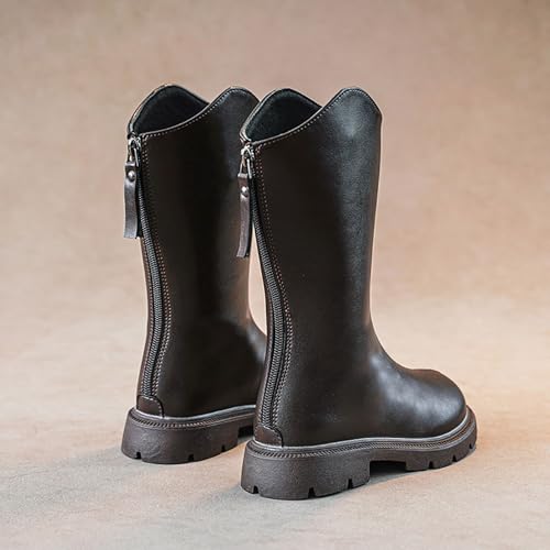 Girl Western Boots Girls Leather Zipper Mid Calf Riding Winter Boots Comfortable Non Slip Cowboy Boot4