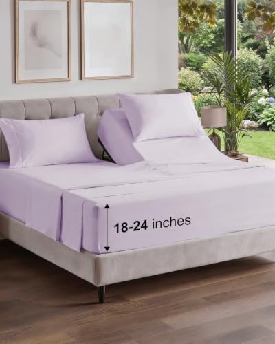 Image of Flex Top Split Head King Sheet Set - 4 Piece Extra Deep - Light Lavender