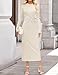 ZESICA Womens 2026 Fall Long Sleeve Mock Neck Bodycon Midi Dress Ruched Knit Elegant Party Cocktail Formal Dresses,Apricot,Medium