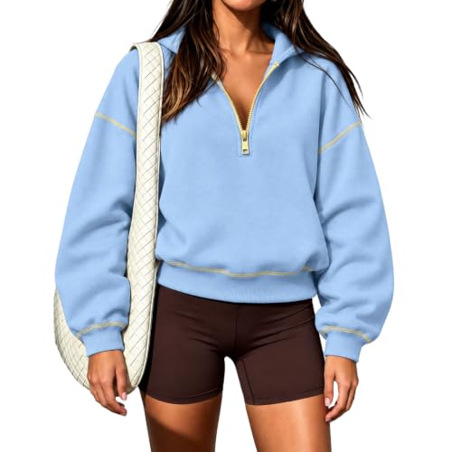 Crop Quarter Zip Women Oversized Fall Workout Tops Cropped Pullover - image 1