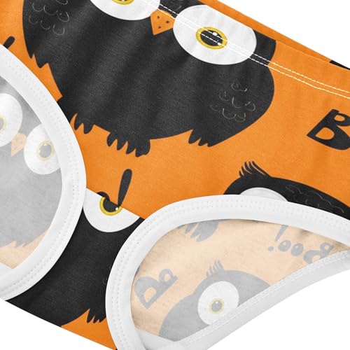Toddlers Underwear Floral 2t Cotton Girl Panties Cute Designer Briefs Underpants Cute Cartoon Black Owls Orange4