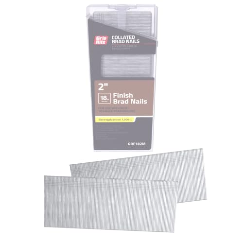 GRIP RITE PRIME GUARD GRF182M 18 Gauge Electrogalvanized Straight Collated Brad Nails, 2