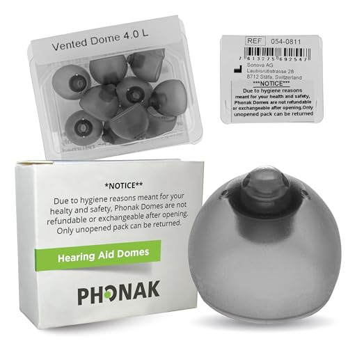 Phonak Vented 4.0 Dome Large (0.43 inch=11mm) 10 Domes, Genuine OEM Switzerland Replacement by Sonova, Hearing Aid Domes for Phonak Audeo Marvel Paradise Lumity Accessories -1 Pack/10 Domes Total