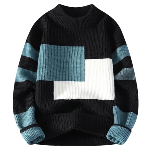 Men's Casual Round Neck Pullover Sweater Warm and Loose Korean Knitted Sweater