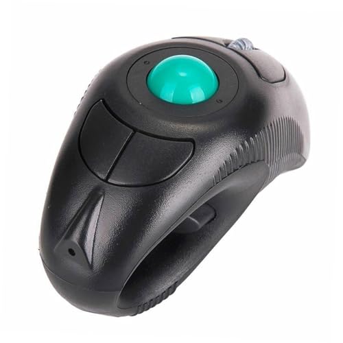 Souris sans fil portable à boule de commande ergonomique USB 2.4Ghz noire pour droitier gaucher