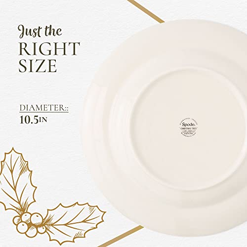 Spode - Classic Christmas Tree Design Earthenware Dinner Plates (Set Of 4, 10.5") - Microwave And Dishwasher Safe #TOP6