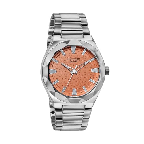 Image of Sonata Poze 9 with Quartz Analog with Sheet Metal Strap Watch for Men