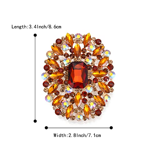 Image of BriLove Women's Stunning Emerald Cut Square Crystal Rhinestone Marquise Cluster Brooch Pin for Wedding Party Prom