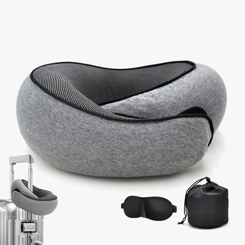 incemer® Premium Travel Pillows for Airplanes, Memory Foam Neck Pillow Airplane Pillow, Travel Neck Pillows for Airplanes, Head Support Soft Pillow for Sleeping Rest (Grey)
