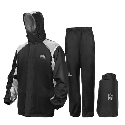 KEMIMOTO Waterproof Casual Motorcycle Rain Gear for men,Men's Waterproof Powersports Rain Suit with Pant for Motorcycle Riding in Heavy Rain 15000MM Water Pressure Resistance