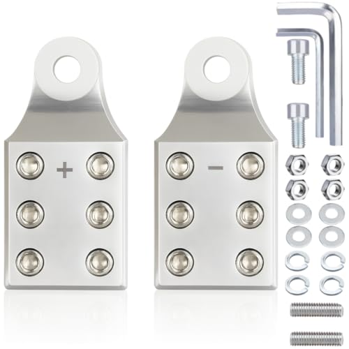 6-Way Battery Terminal Connectors – Fits up to 4/0 AWG Cables – M8 Car Battery Terminal Clamps for Car Audio, Marine Vehicles, ATVs, UTVs, Small Trucks (6-Way, M8 (8mm))