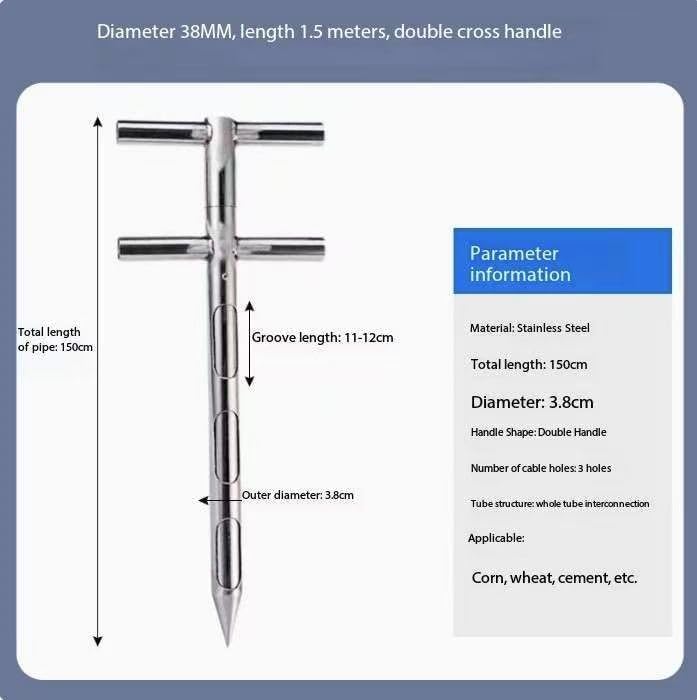 Grain Probe Sampler Powder Sampler,Pointed Design, 32/38mm Diameter,for Measuring Size of Rice and Corn(Size:1.2 M (4 Ft),Color:32 Mm (1.25in))