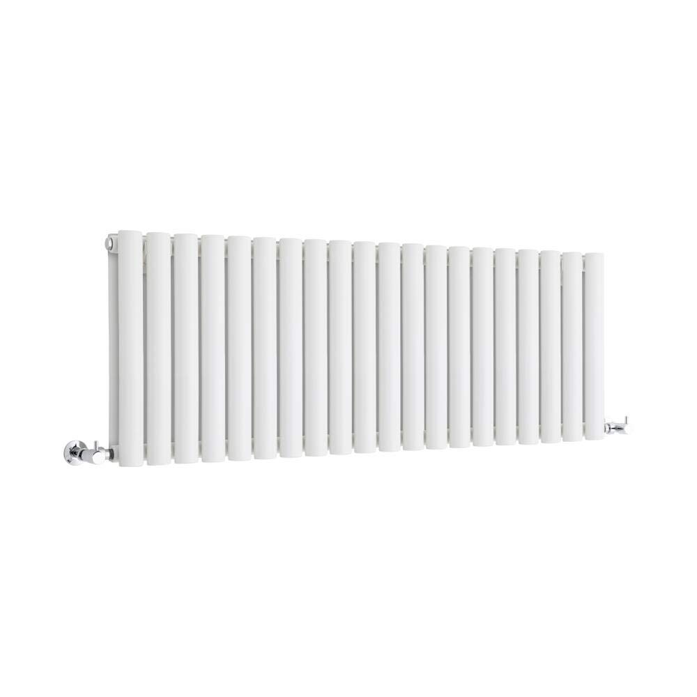 Milano White Aruba Horizontal Double Oval Panel Radiator - 400Mm X 1180Mm
