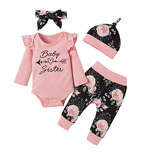 BOBORA 3PCs Vêtements de Ensemble Bébés Filles Enfants de Barboteuse à Manches Longues + Pantalon Fleurs + Bandeau pour 0-18Mois Cover