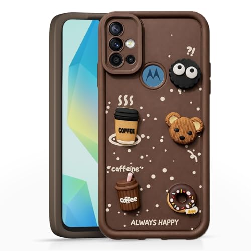 Image of Bintage Ball Bear| Donut| Milk Cake| Baby| Coffee Rubber Case Camera Protection Back Cover Compatible for Motorola Moto G30 - Brown