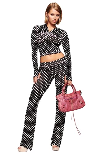 I.AM.GIA Blare Semi Sheer Low Rise Trackpant - Black Polka Dot - L