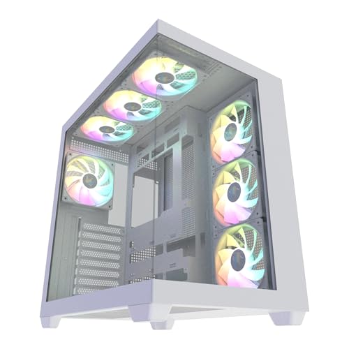 Image of GALAX HOF ALLSYNQ Dual-Chamber ATX Mid-Tower Computer Case /Gaming Cabinet with 270 View preinstall 7 ARGB Fans | Support E-ATX, ATX, M-ATX, Mini-ITX -PC CASE White