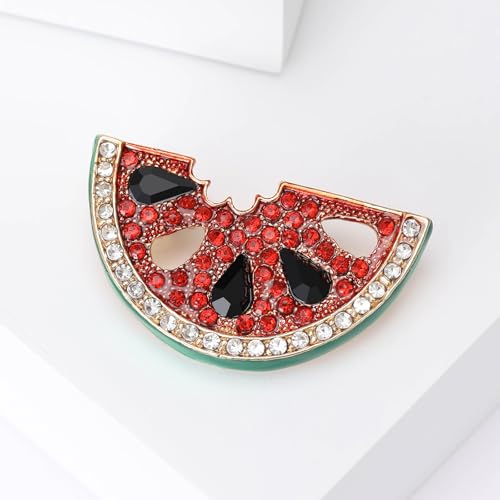Image of Enamel Fruit Brooch for Women Rhinestones Fruit Lapel Pin Elegant Fruit Brooches Jewelry Gift, Perfect for Dresses Hat Bag