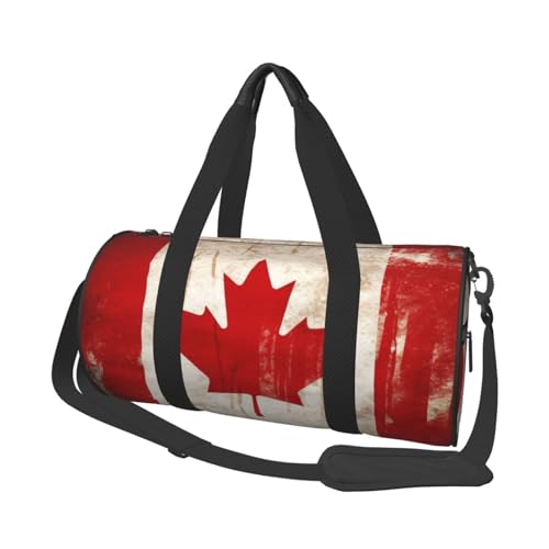 Travel Duffle Bag Weekender Bags for Men Women with Shoe Compartment Large Capacity Weekender Overnight Bag Retro Canada Flag Carry On Tote Bags Sport Gym Bag for Travel Yoga, Black, One Size